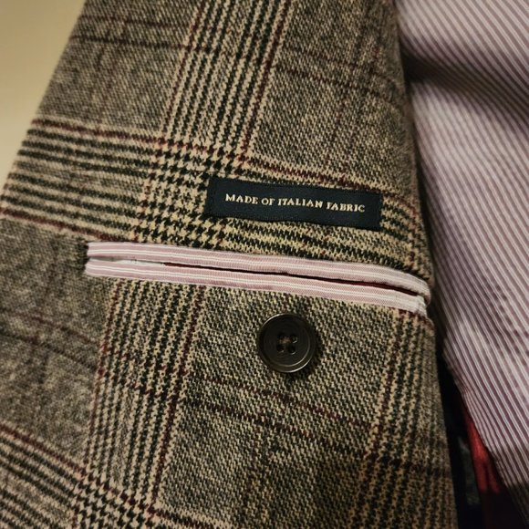 NWOT Banana Republic Men's Sport Coat Brown Plaid 42R Italian Fabric TailoredFit - Picture 3 of 10
